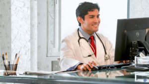 A doctor smiling knowing that there are no medical billing errors