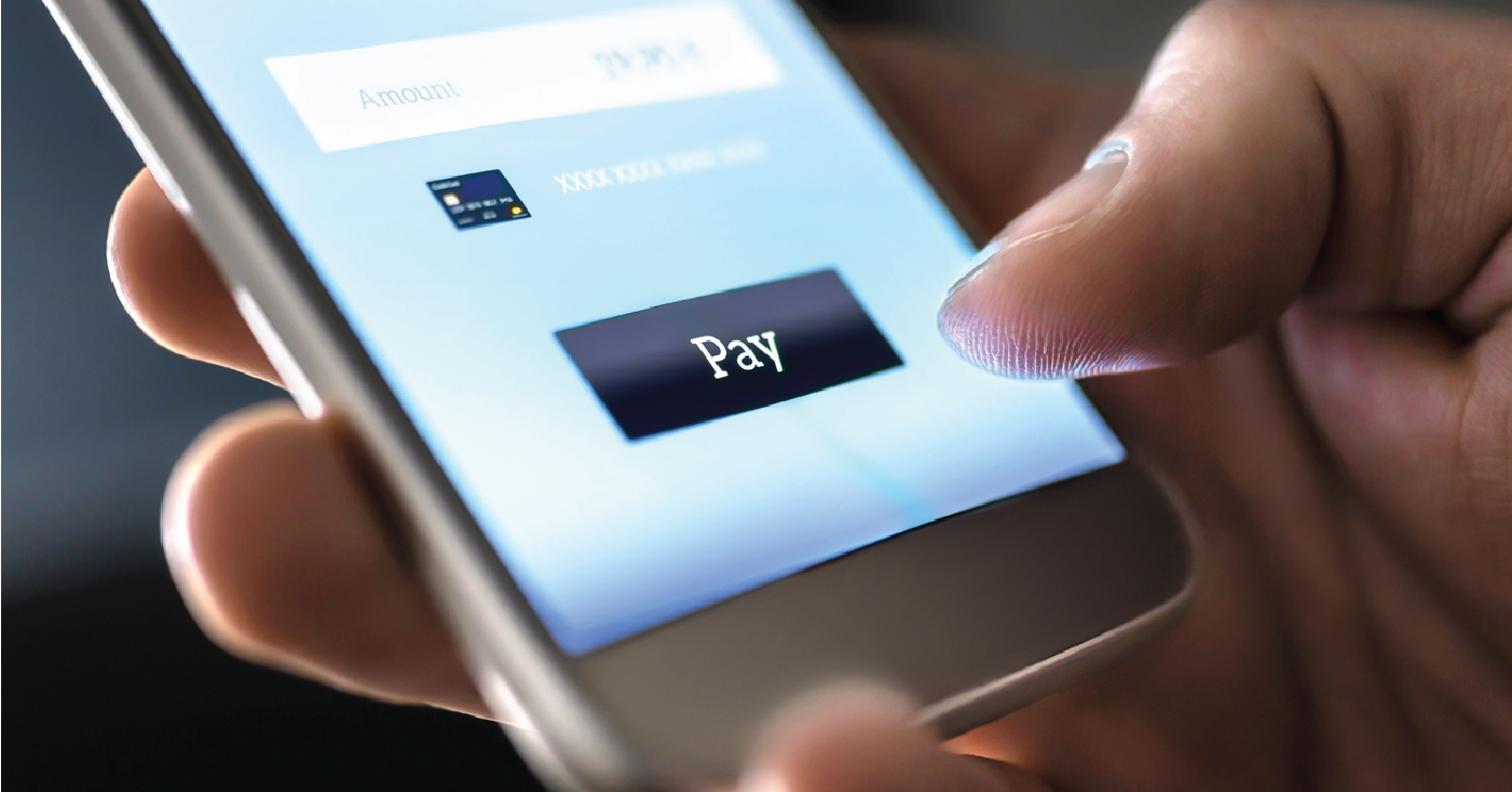Online payment processing trends - Person using a smartphone to pay medical bills online.