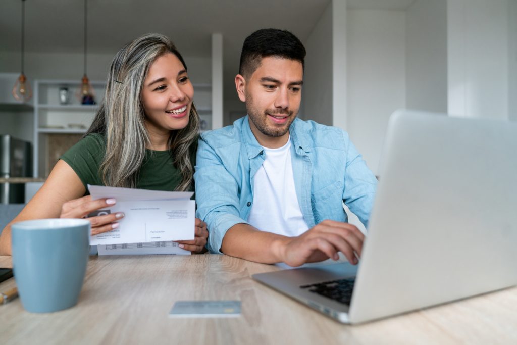 A couple is happy that there are online bill pay options. 