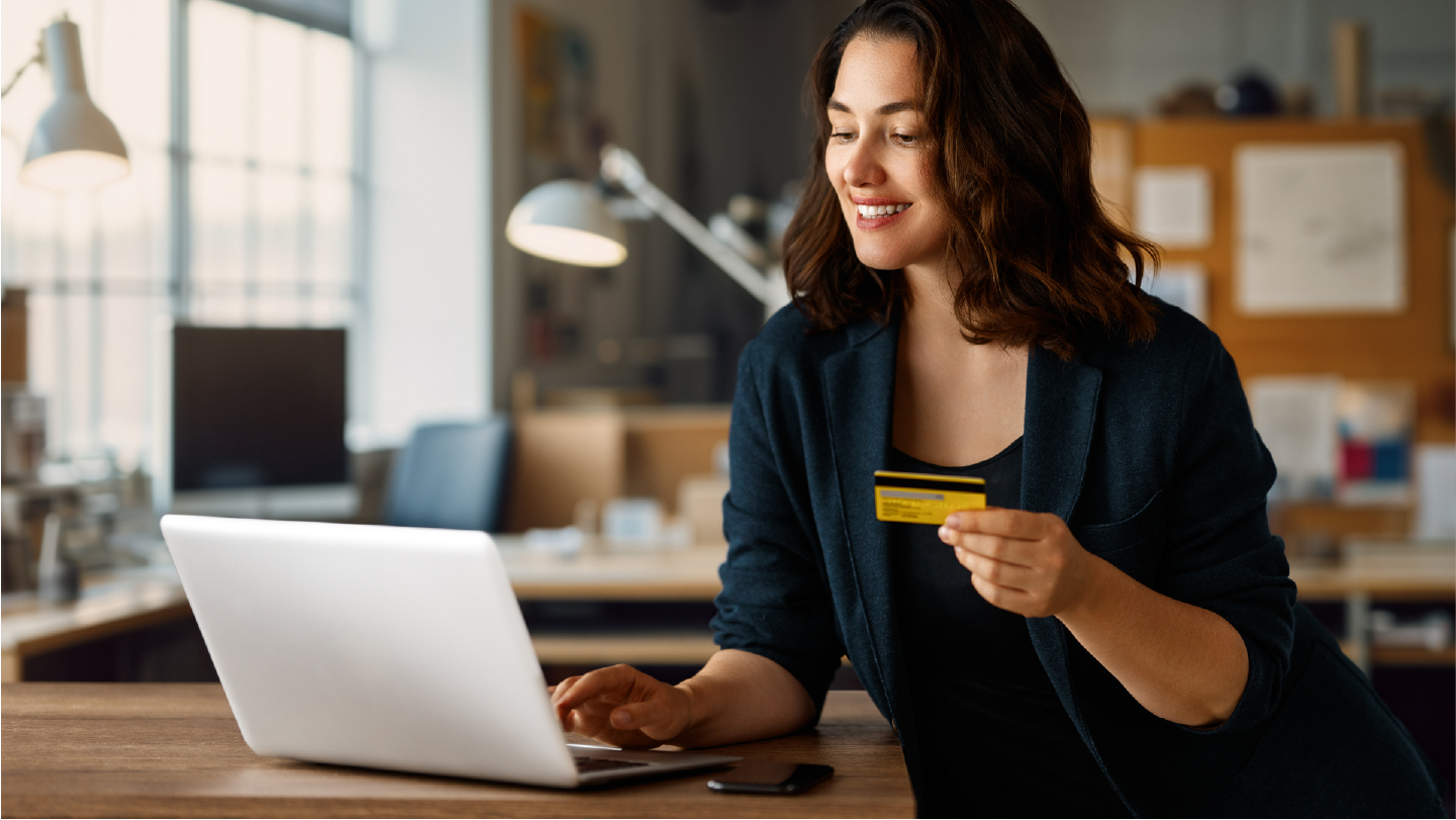 Woman paying her medical bills from an ebill