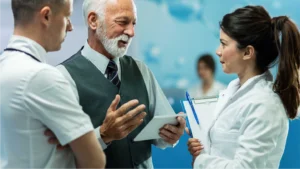 Doctors talking about how automation in healthcare is improving the practice