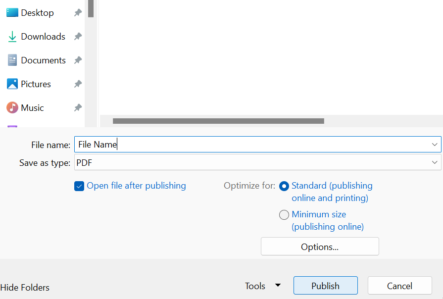 Publish PowerPoint into a pdf