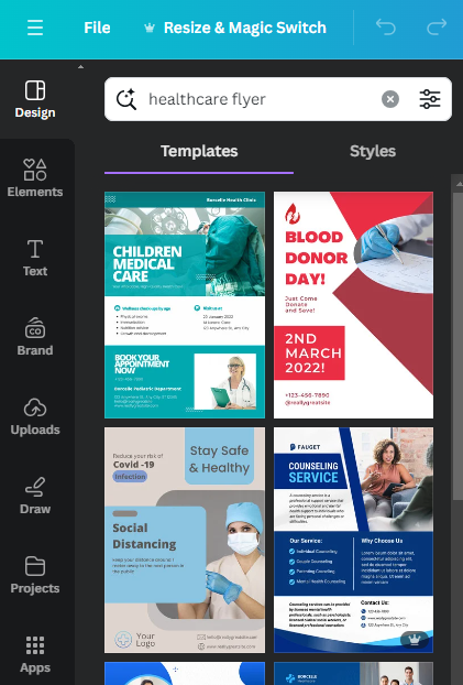 Healthcare flyer template on Canva